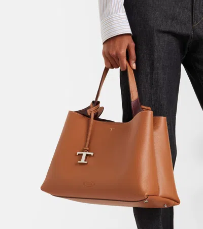Tod's Apa Medium Leather Tote Bag In Brown