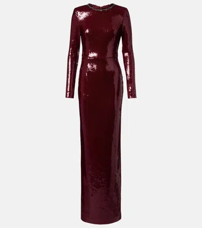 Rebecca Vallance Nero Sequin-embellished Maxi Dress In Burgundy