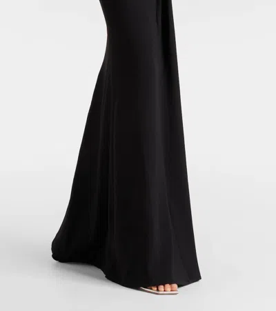 Rebecca Vallance Dixie Draped Halterneck Lace And Taffeta Gown In Black