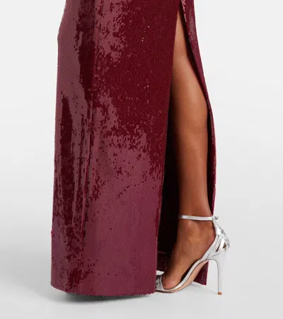 Rebecca Vallance Nero Sequin-embellished Maxi Dress In Burgundy