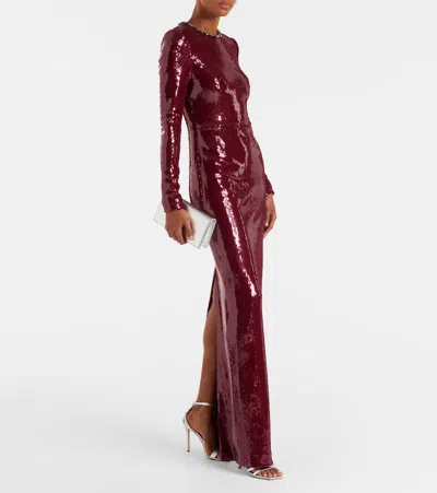 Rebecca Vallance Nero Sequin-embellished Maxi Dress In Burgundy