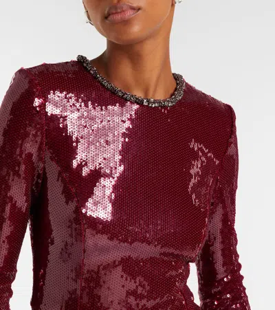 Rebecca Vallance Nero Sequin-embellished Maxi Dress In Burgundy