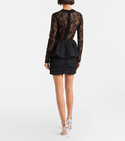 Rebecca Vallance Dixie Peplum Lace And Taffeta Minidress In Black