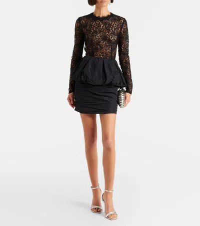 Rebecca Vallance Dixie Peplum Lace And Taffeta Minidress In Black