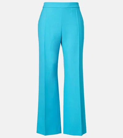 Chloé Lower Impact Wool Crepe Straight-leg Ankle Pants In Blue