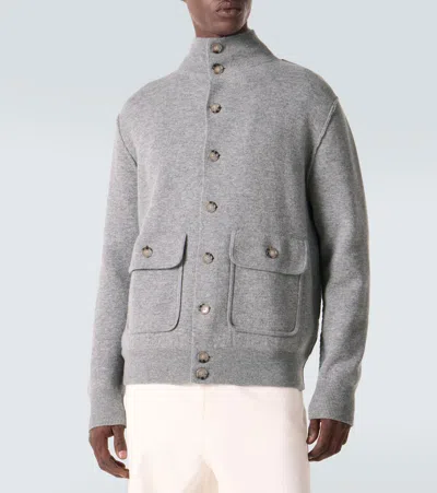 Allude Wool And Cashmere Jacket In Gray