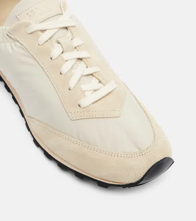 Le Monde Beryl Slim Runner Suede-trimmed Sneakers In White