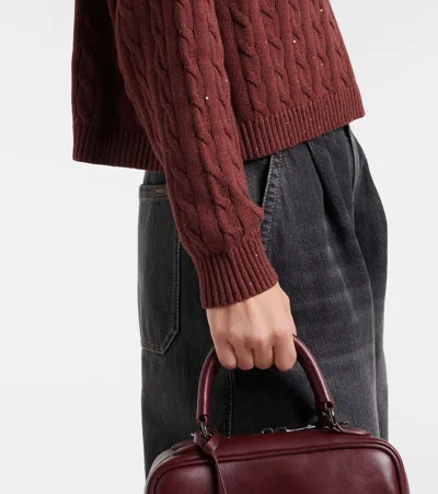 Brunello Cucinelli Cable-knit Cotton-blend Polo Sweater In Brown