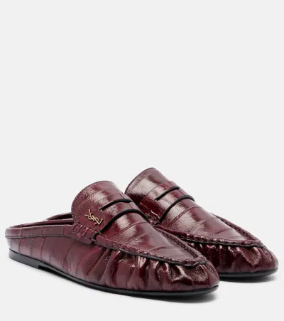 Saint Laurent Le Loafer Eel Slippers In Burgundy