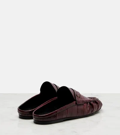 Saint Laurent Le Loafer Eel Slippers In Burgundy