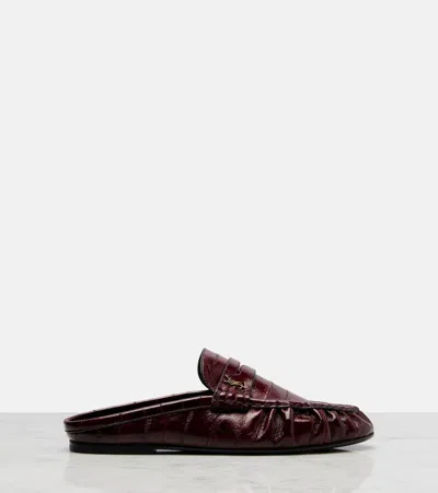 Saint Laurent Le Loafer Eel Slippers In Burgundy