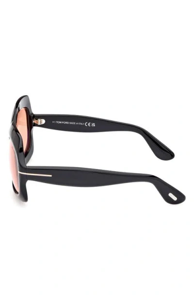 Tom Ford Ren 60mm Geometric Sunglasses In Black