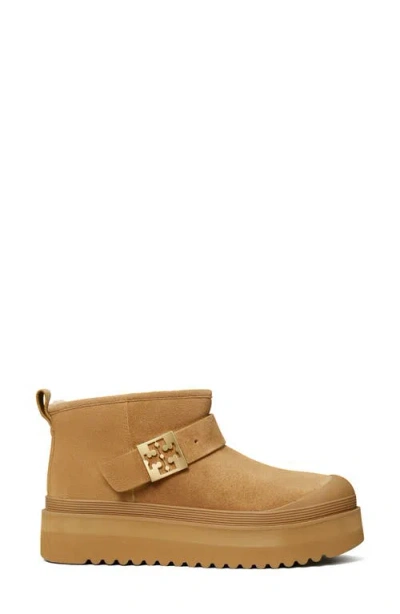 Tory Burch Mellow Genuine Shearling Lined Platform Boot In Neutral