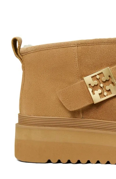 Tory Burch Mellow Genuine Shearling Lined Platform Boot In Neutral