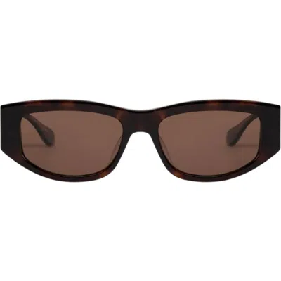 Mohala Eyewear Kalia 55mm Medium Bridge Wide Width Polarized Oval Sunglasses In Brown