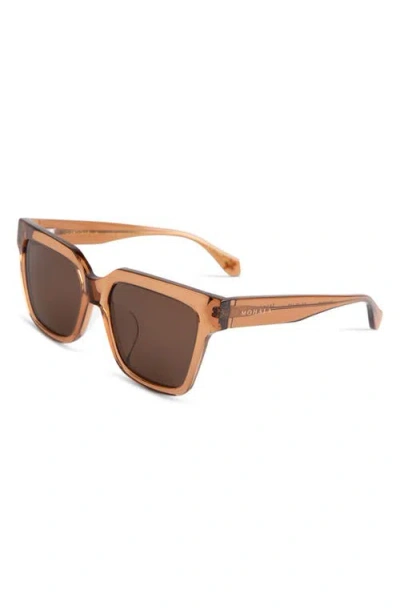 Mohala Eyewear Hana 55mm Low Bridge Wide Width Polarized Square Sunglasses In Brown