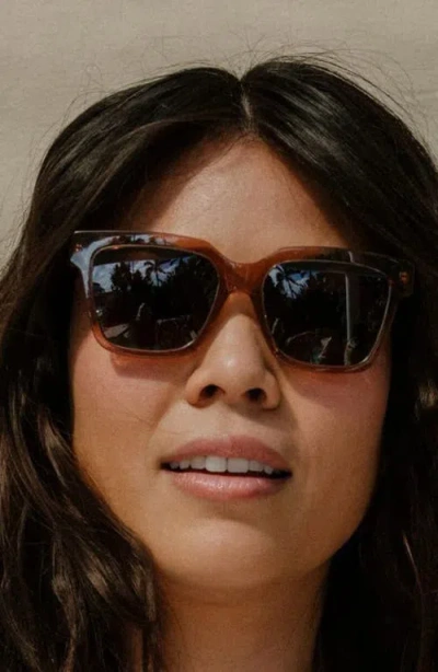 Mohala Eyewear Hana 55mm Low Bridge Wide Width Polarized Square Sunglasses In Brown