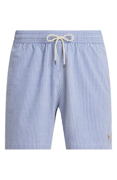 Polo Ralph Lauren Traveler Seersucker Swim Trunks In Blue