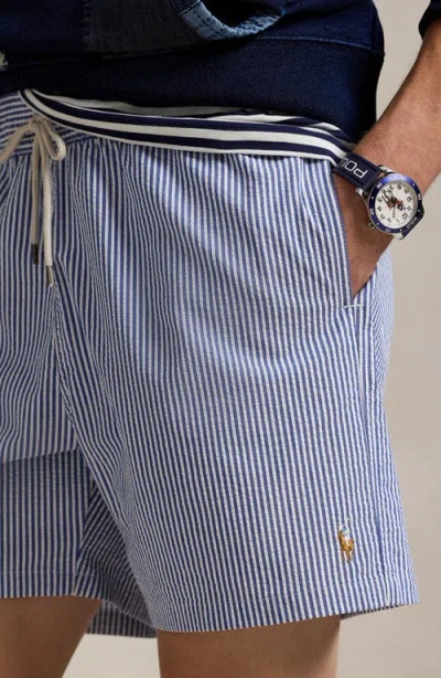 Polo Ralph Lauren Traveler Seersucker Swim Trunks In Blue