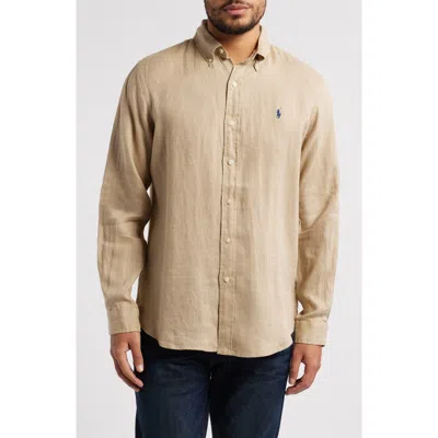 Polo Ralph Lauren Solid White Linen Button-down Shirt In Neutral
