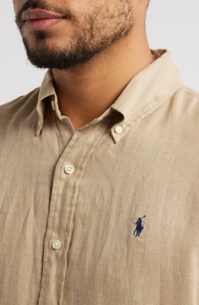 Polo Ralph Lauren Solid White Linen Button-down Shirt In Neutral