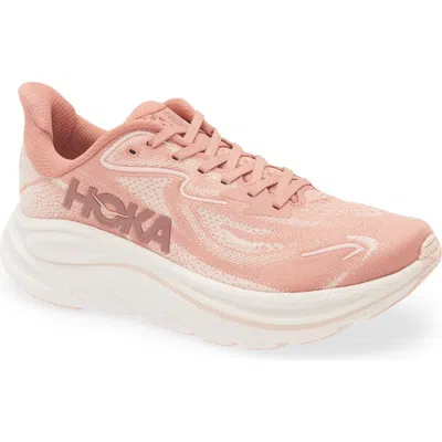 Hoka Clifton 10 Rubber-trimmed Jacquard-mesh Sneakers In Pink