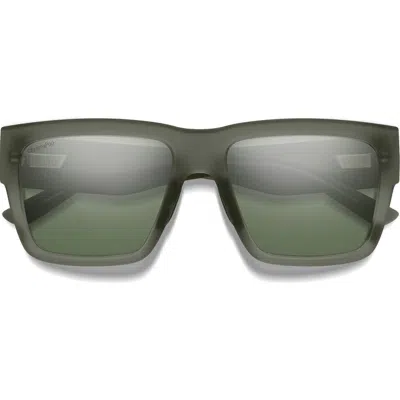 Smith Lineup 58mm Chromapop™ Polarized Rectangular Sunglasses In Green
