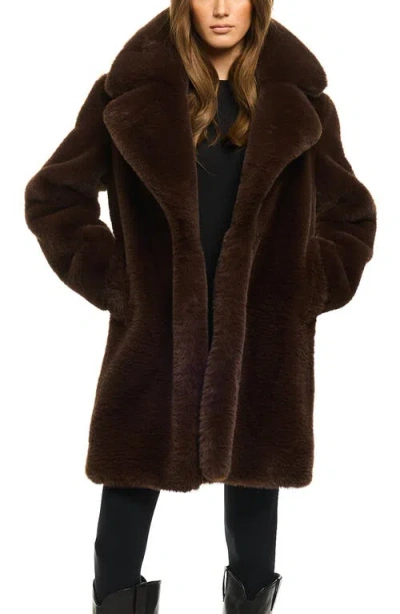 Sam . Marla Faux Fur Coat In Brown