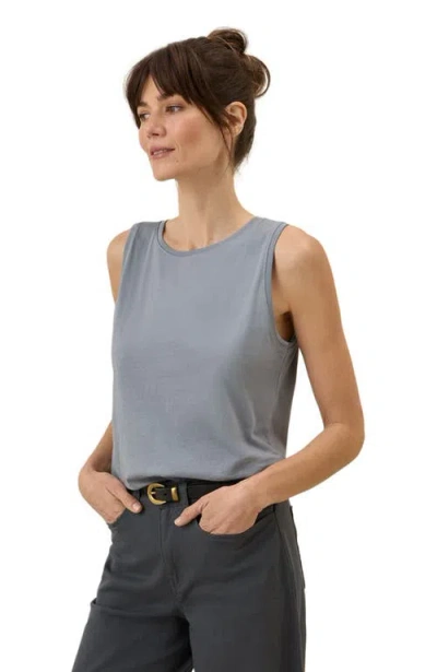 Pact Organic Cotton Softspun High Neck Tank In Blue