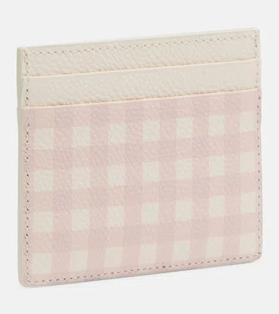 Valentino Vlogo Checked Leather Card Holder In Pink