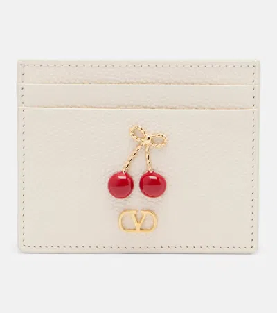 Valentino Embellished Leather Card Holder In Multi