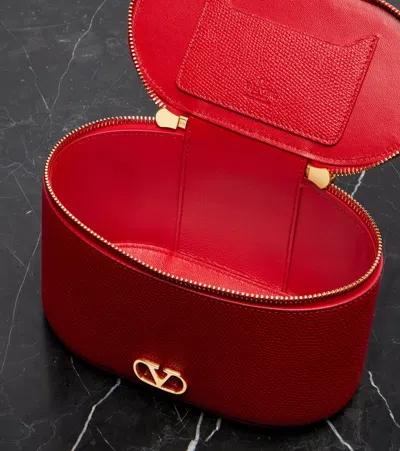 Valentino Vlogo Mini Leather Vanity Bag In Red