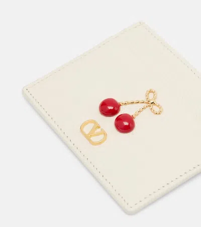 Valentino Embellished Leather Card Holder In Multi