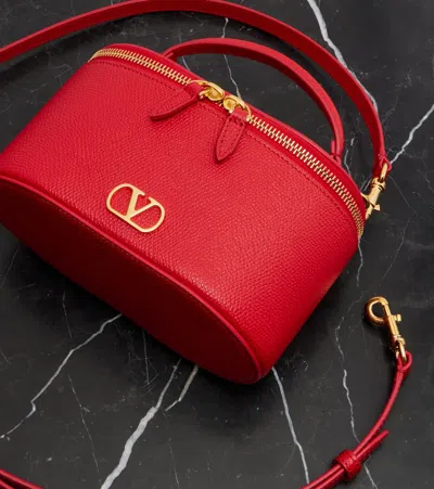 Valentino Vlogo Mini Leather Vanity Bag In Red