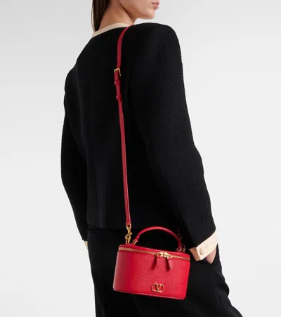 Valentino Vlogo Mini Leather Vanity Bag In Red