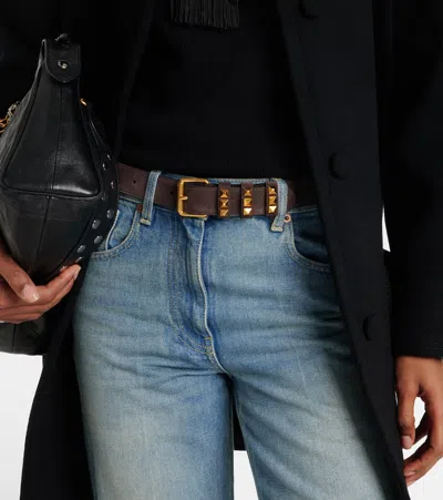 Valentino Rockstud Suede Belt In Brown