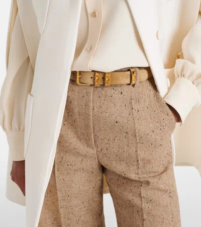 Valentino Rockstud Suede Belt In Brown