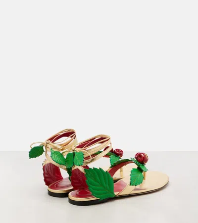Valentino Cherryfic Metallic Leather Thong Sandals In Multi