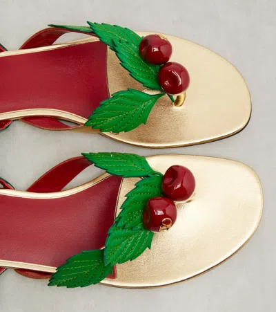 Valentino Cherryfic Metallic Leather Thong Sandals In Multi