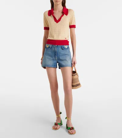 Valentino Cherryfic Metallic Leather Thong Sandals In Multi