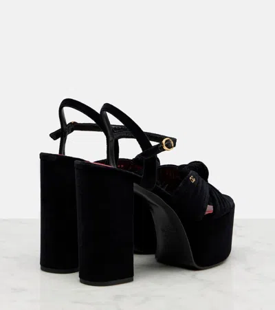 Valentino Crasher 125 Velvet Platform Sandals In Black
