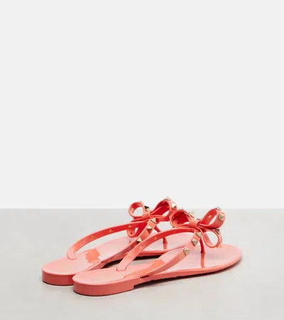 Valentino Garavani Elegant Bow-detail Sandals With Platinum-finish Studs And 5mm Heel Height In Pink