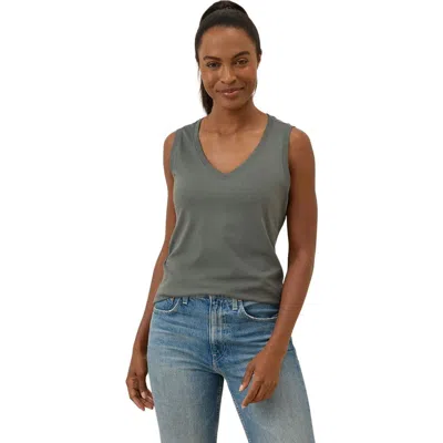 Pact Organic Cotton Softspun V-neck Tank In Gray