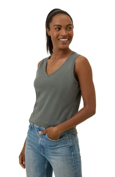 Pact Organic Cotton Softspun V-neck Tank In Gray