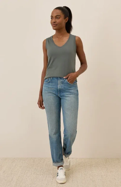 Pact Organic Cotton Softspun V-neck Tank In Gray