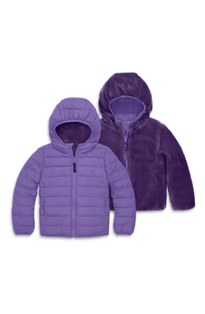 Primary Kids' Reversible Fleece Puffer Jacket In Purple