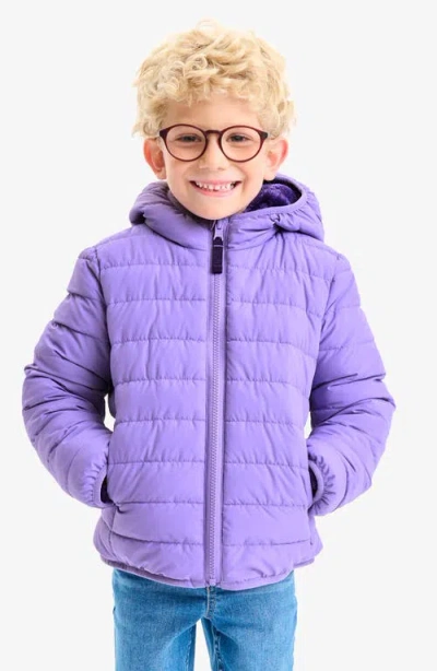 Primary Kids' Reversible Fleece Puffer Jacket In Purple