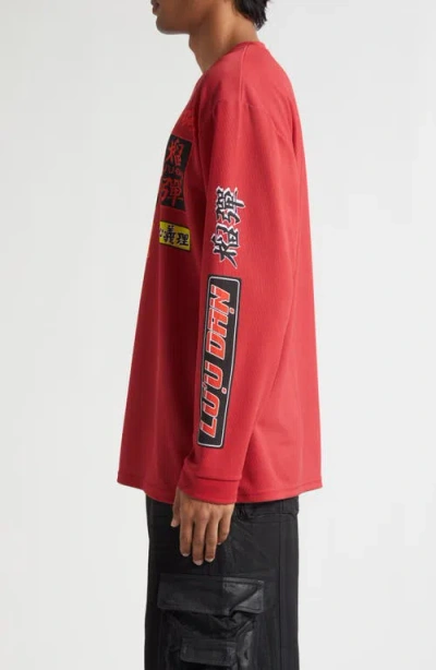 Lu'u Dan Motocross Oversize Long Sleeve Graphic T-shirt In Red