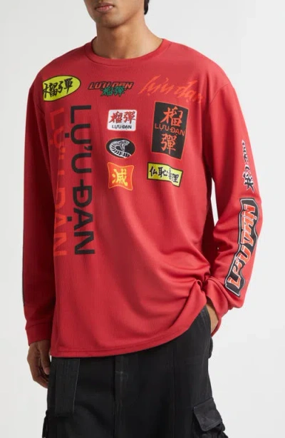 Lu'u Dan Motocross Oversize Long Sleeve Graphic T-shirt In Red