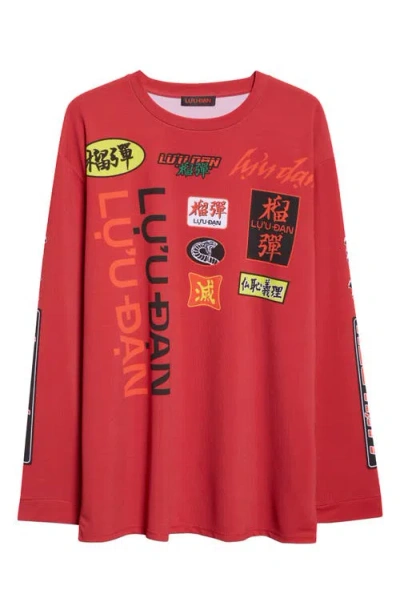 Lu'u Dan Motocross Oversize Long Sleeve Graphic T-shirt In Red
